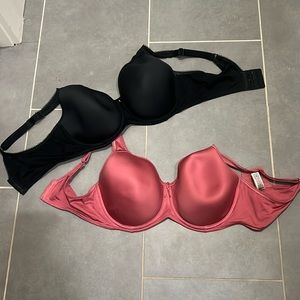 Wacoal Basic Beauty Spacer Underwire T-Shirt Bra, 36DD, Black and pink